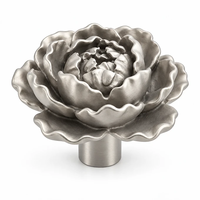 Peony knob in satin stainless