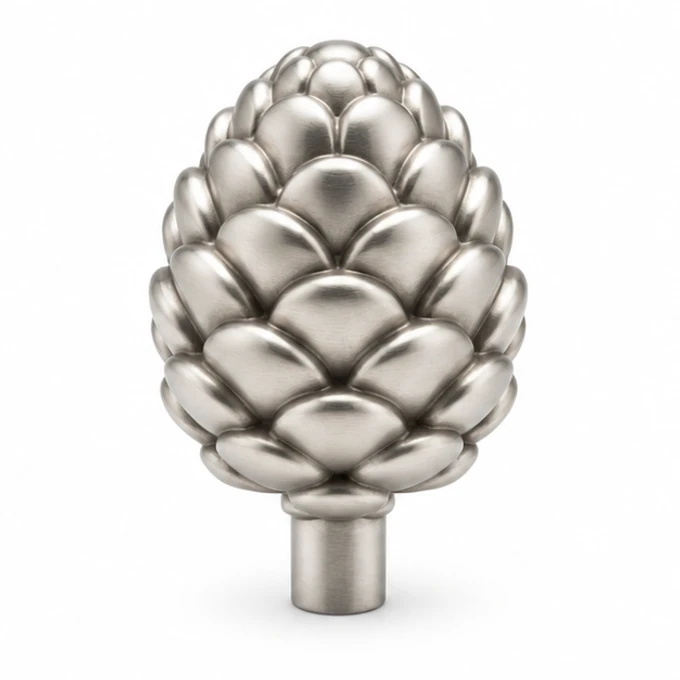 Pinecone knob in satin stainless