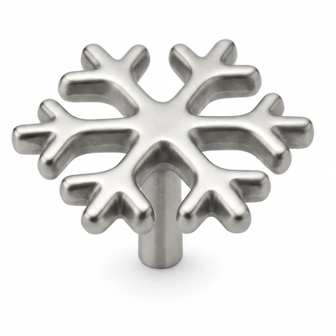 Snowflake knob in satin stainless