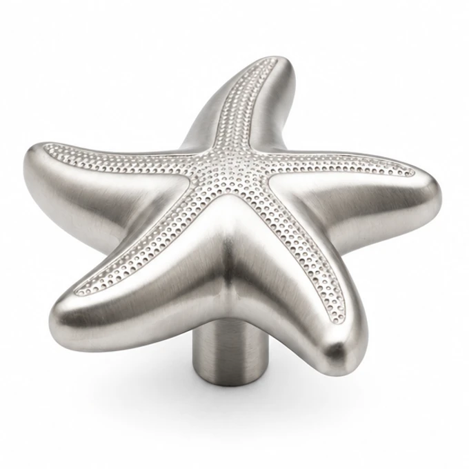 Starfish knob in satin stainless