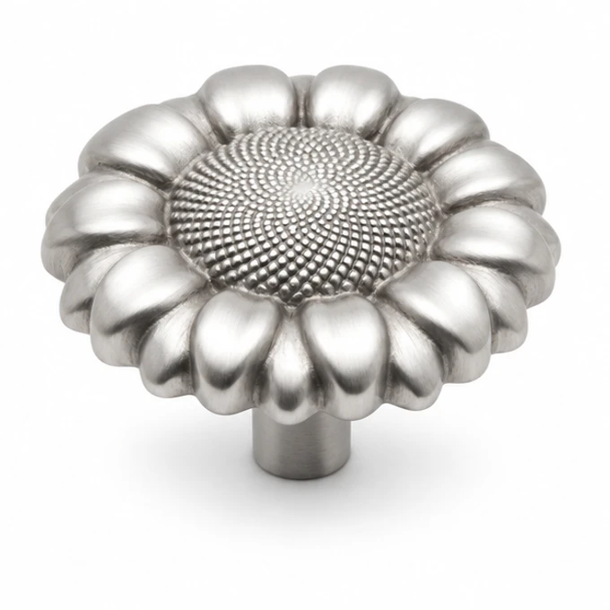 Sunflower knob in satin stainless